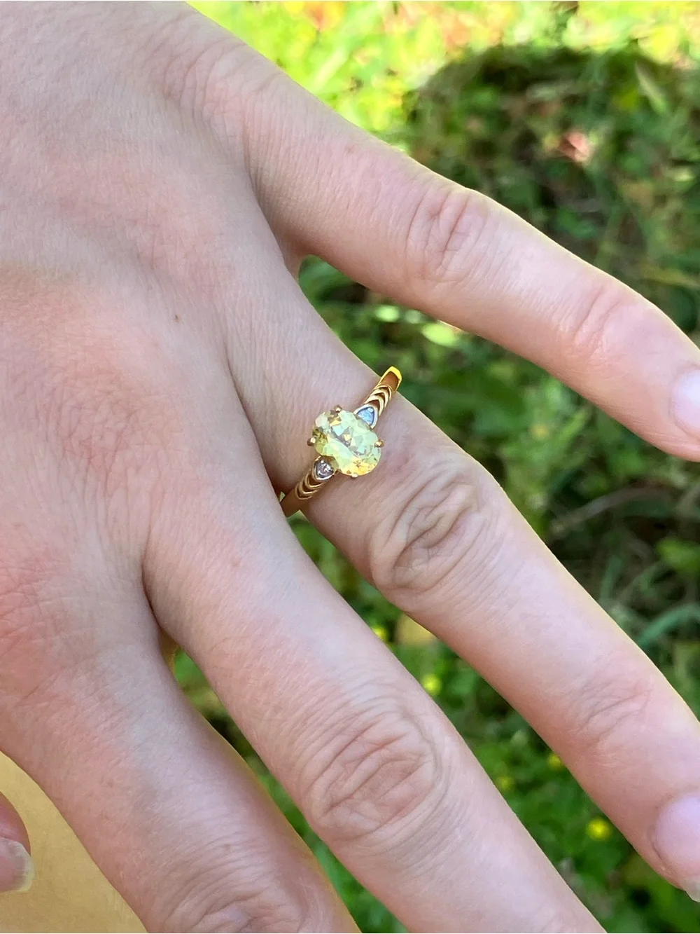 Golden Apatite Lab Grown Diamond Ring Size 7